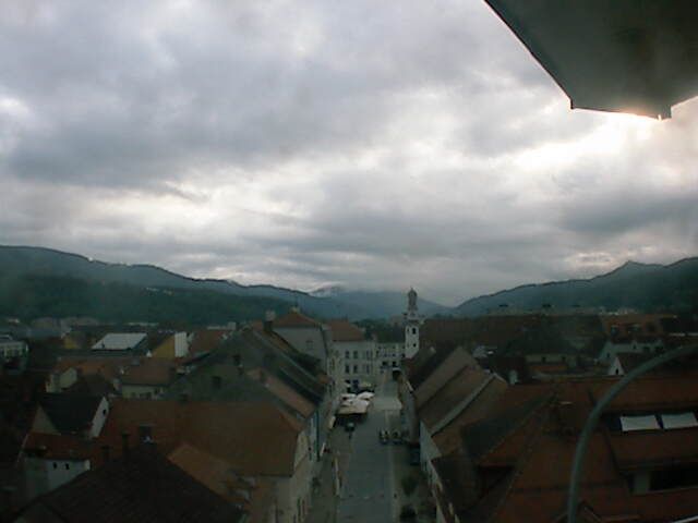 Leoben: Schwammerlturm - Blick zum Alten Rathaus
