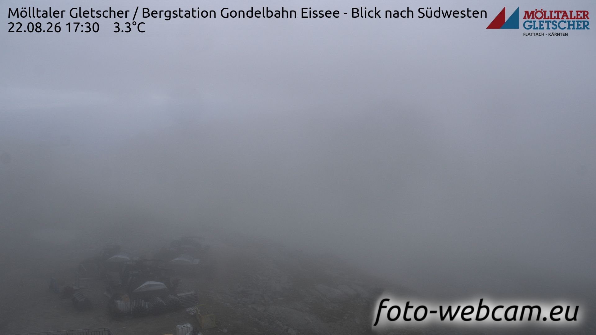 Innerfragant: Mölltaler Gletscher - Bergstation Gondelbahn Eissee - Blick nach Südwesten