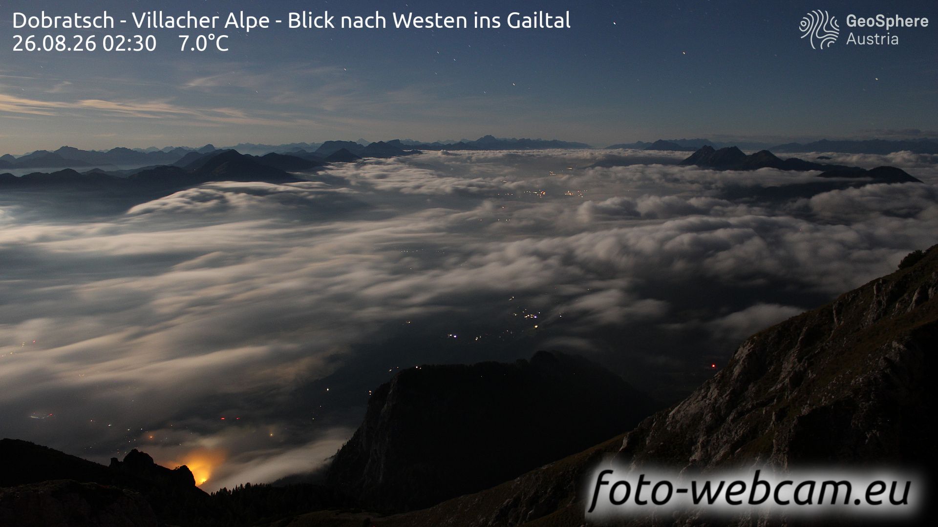 Huttendorf: Dobratsch - Villacher Alpe - Blick nach Westen ins Gailtal