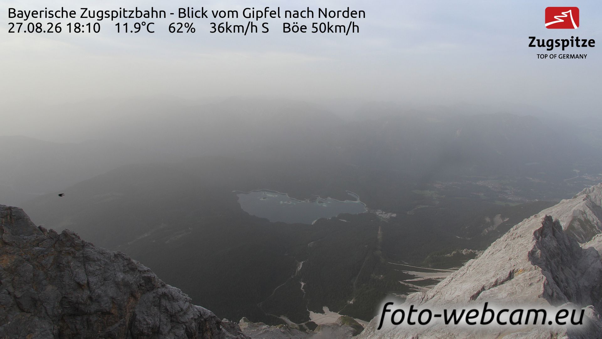 Grainau: Bayerische Zugspitzbahn - Blick vom Gipfel nach Norden