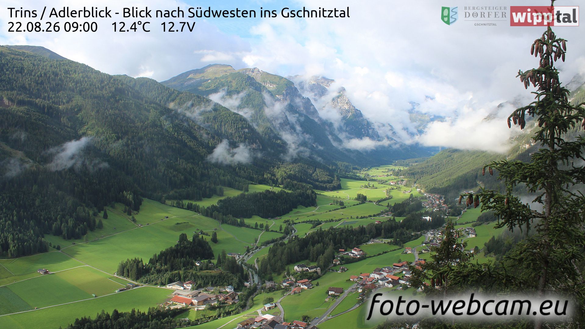 Gemeinde Trins: Trins - Adlerblick - Blick nach Südwesten ins Gschnitztal