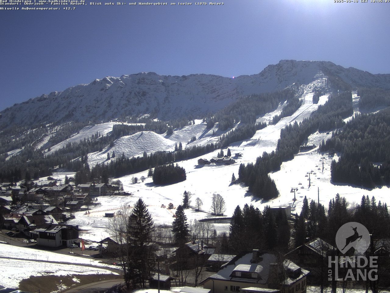 Bad Hindelang: Kinderhotel Oberjoch - Webcam 1 - Ausblick vom Kinderhotel Oberjoch aufs Skigebiet am Iseler (1876 Meter)