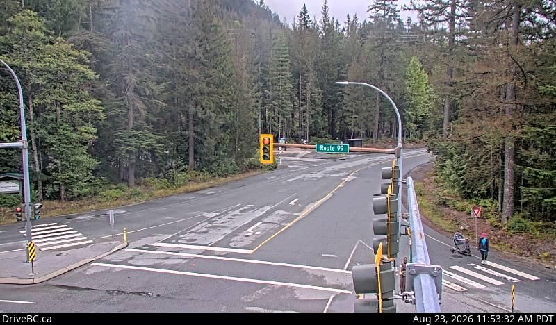 Whistler Resort Municipality › East: Hwy 99 at Cheakamus Lake Rd & Alpha Lake Rd, 5 km south of Whistler, looking east