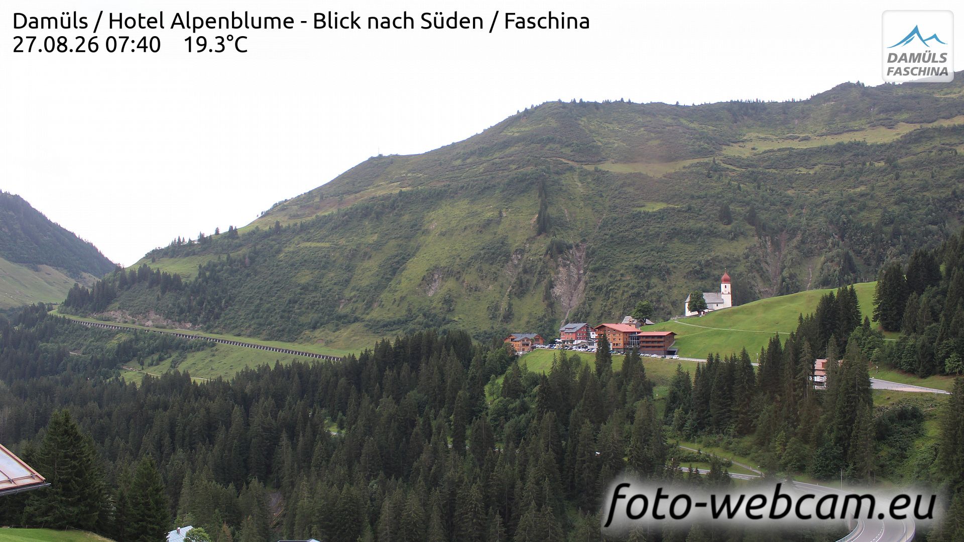 Gemeinde Damuls: Damüls - Hotel Alpenblume - Blick nach Süden - Faschina