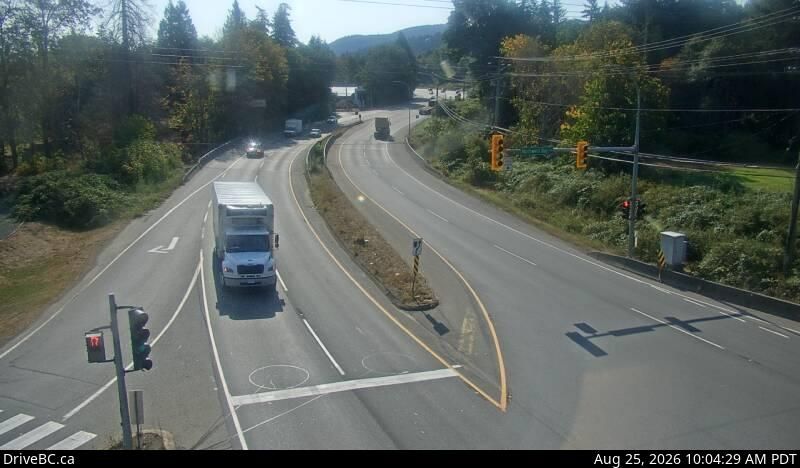 Nanoose Bay › South: Hwy 19 at Northwest Bay Rd, near - looking south