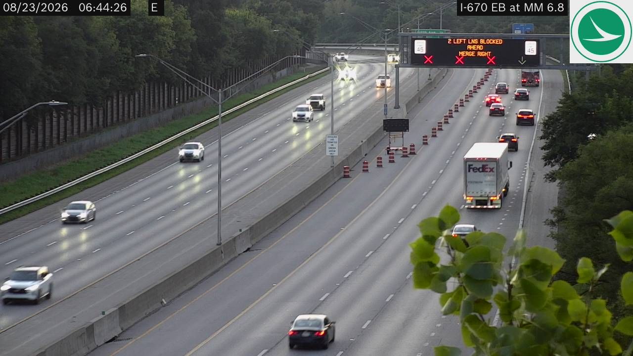 Columbus: I-670 EB at MM 6.8, E of Sunbury Rd