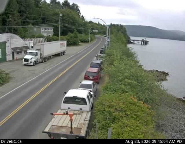 Queen Charlotte › North: Hwy 16 at the ferry terminal on Haida Gwaii, looking north