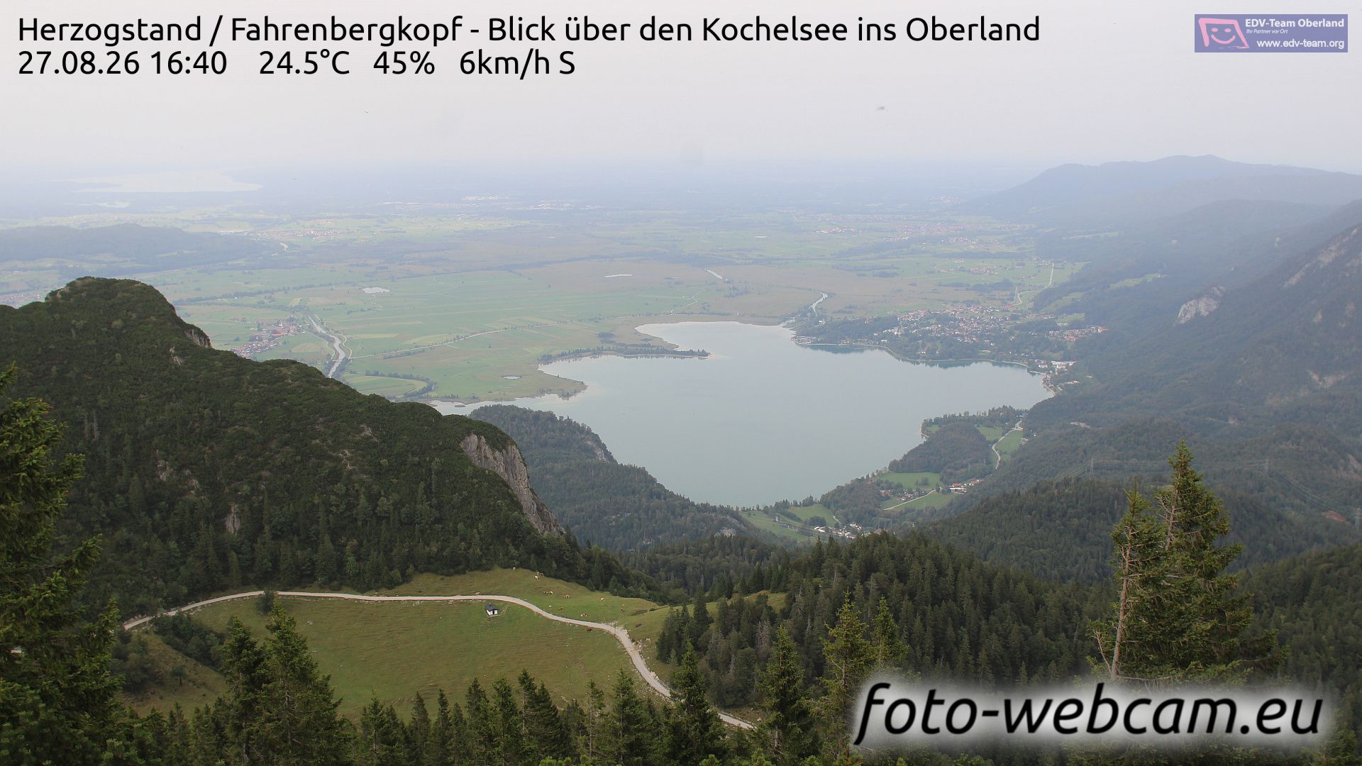 Walchensee: Herzogstand - Fahrenbergkopf - Blick über den Kochelsee ins Oberland
