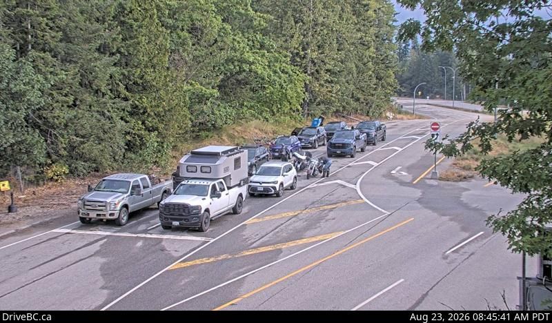 Trout Lake › North: Hwy 23, near the Upper Arrow Lake ferry landing at Shelter Bay, front of queue, looking north