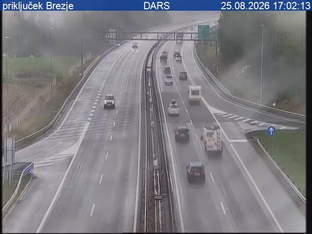 Radovljica: A2/E61, Karavanke - Ljubljana, priključek Brezje